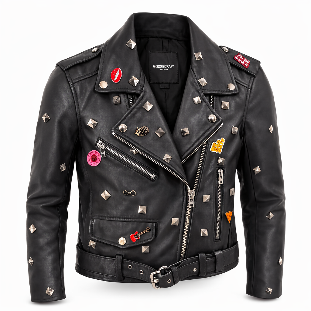 Studded Black Leather Biker Jacket – Statement Piece