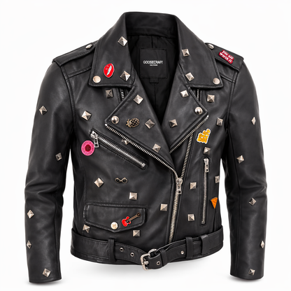 Studded Black Leather Biker Jacket – Statement Piece